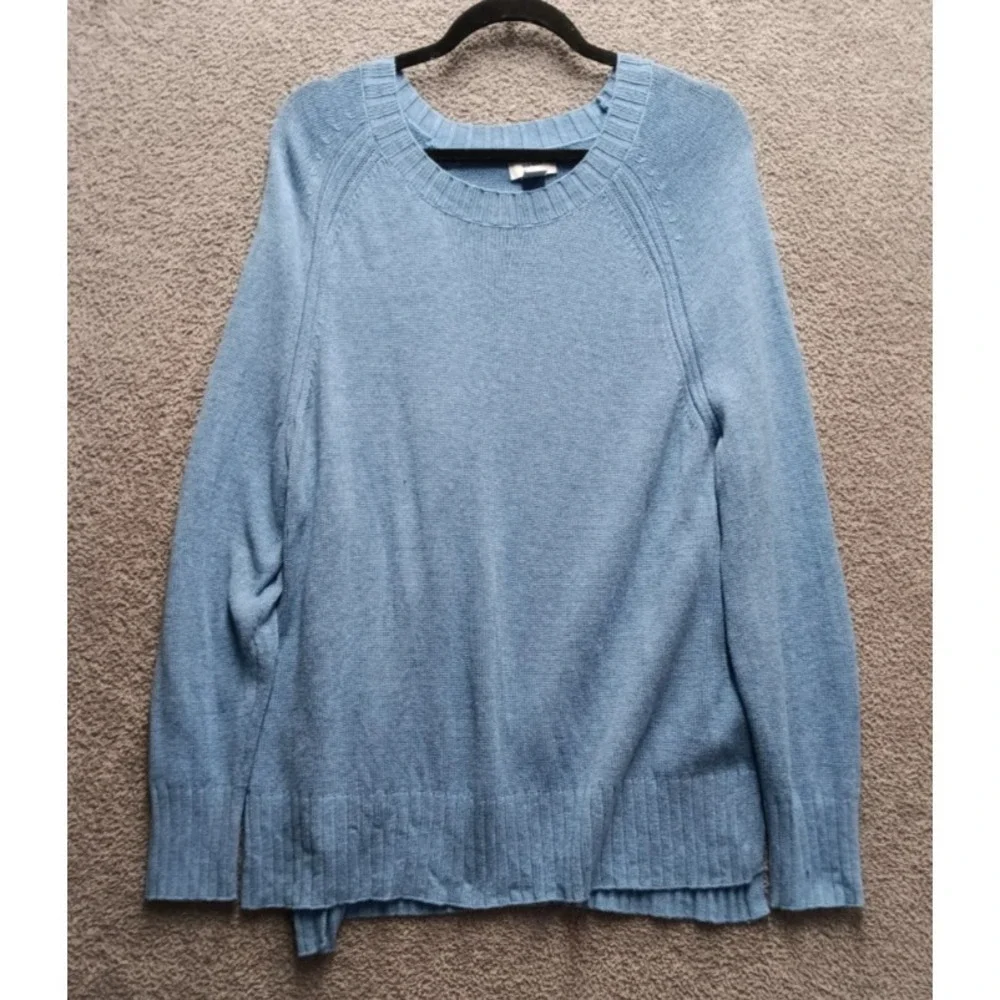 Old Navy Blue Heather Rib Trim Knit‎ Sweater XL Long Sleeve Pullover
